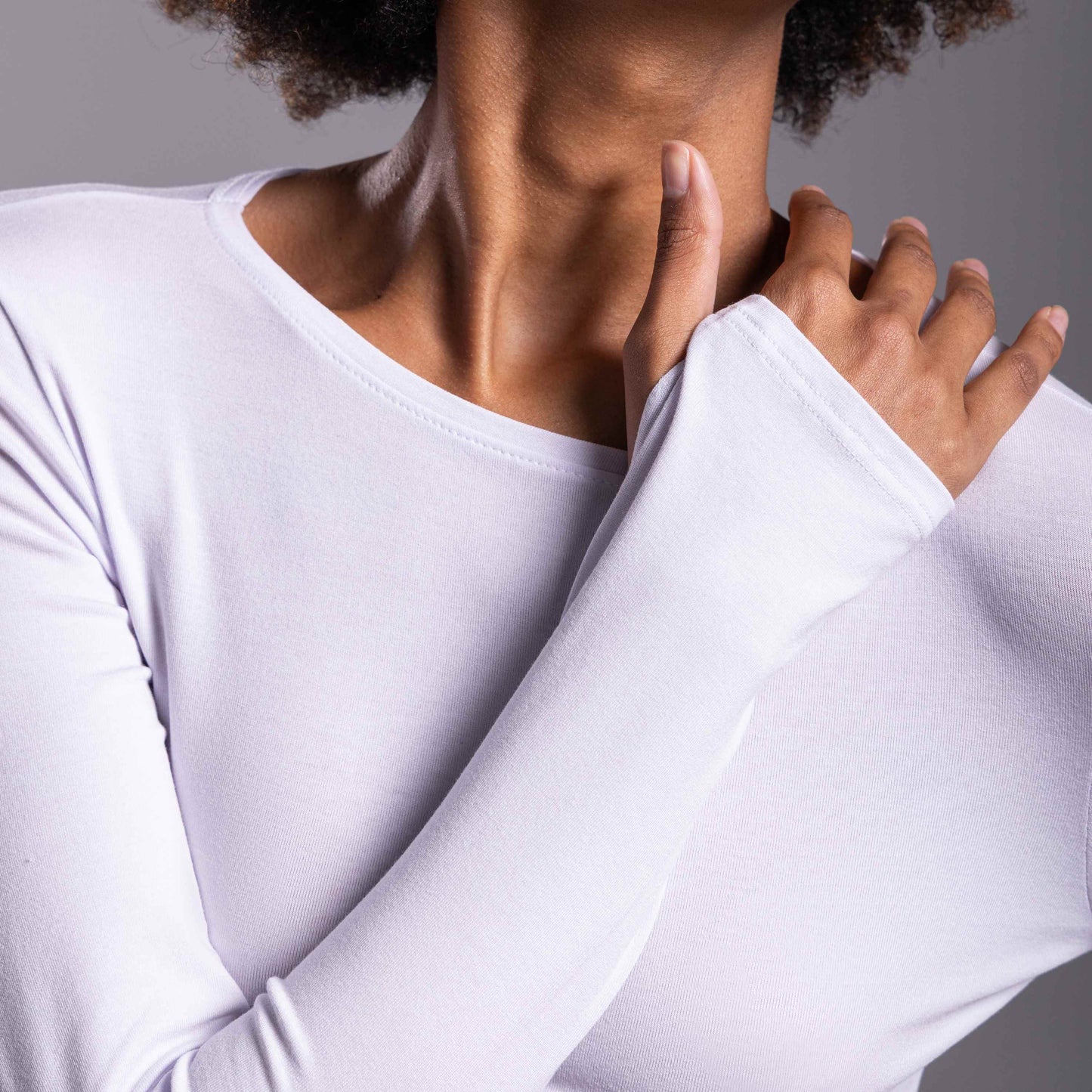 Tech T-Shirt Modal Manga Longa Feminina - Branco