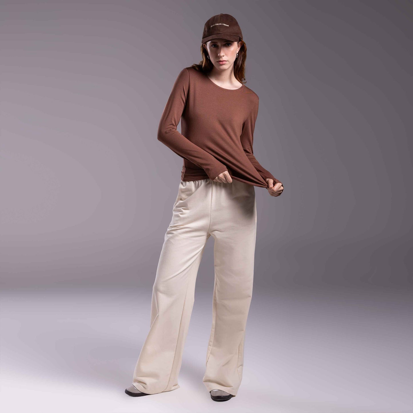 Tech T-Shirt Modal Manga Longa Feminina - Marrom Avelã