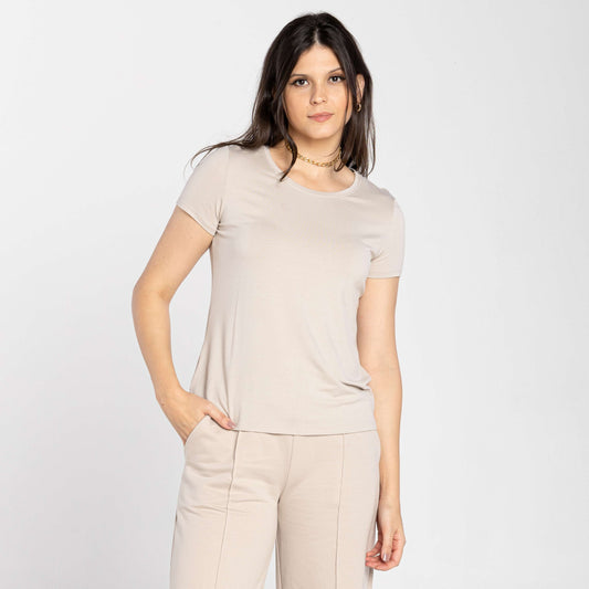 Tech T-Shirt Modal Feminina - Bege Aveia