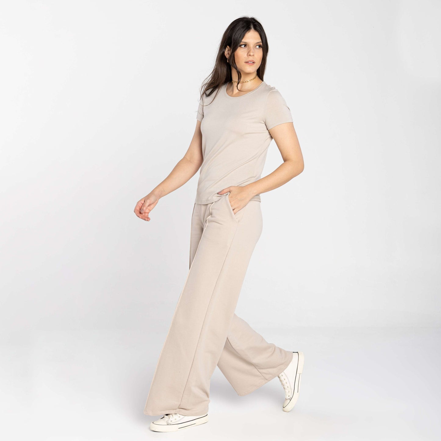 Tech T-Shirt Modal Feminina - Bege Aveia