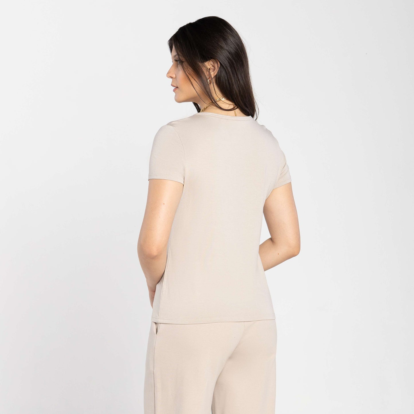 Tech T-Shirt Modal Feminina - Bege Aveia