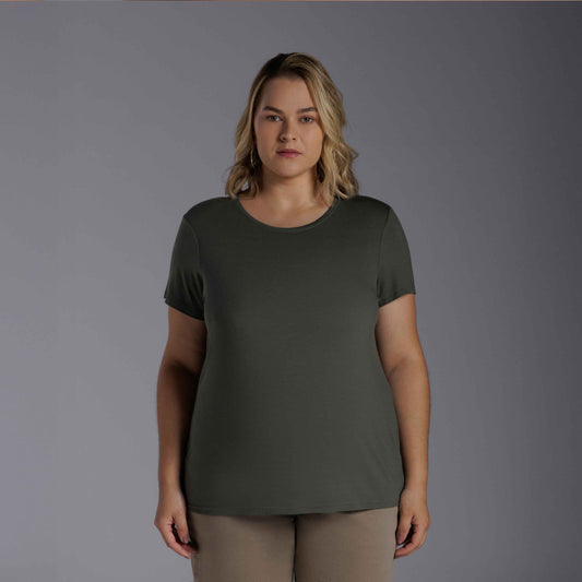 Tech T-Shirt Modal Plus Feminina - Verde Figo