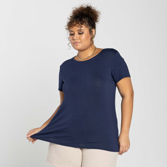 Tech T-Shirt Modal Plus Feminina - Azul Marinho