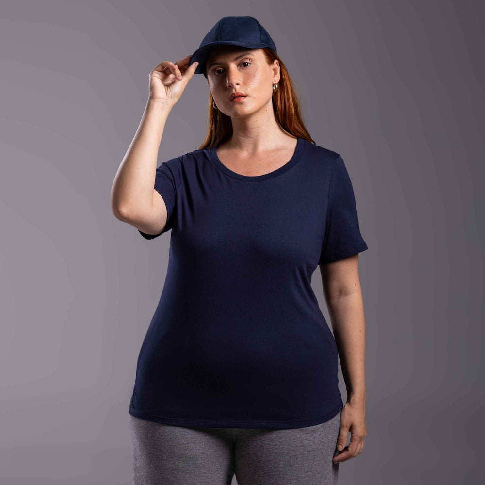Tech T-shirt Impermeável Plus Feminina - Azul Marinho