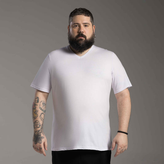 Tech T-Shirt NoLiquid Gola V Plus Masculina - Branco