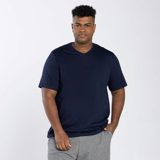 Tech T-Shirt Impermeável Gola V Plus Masculina - Azul Marinho