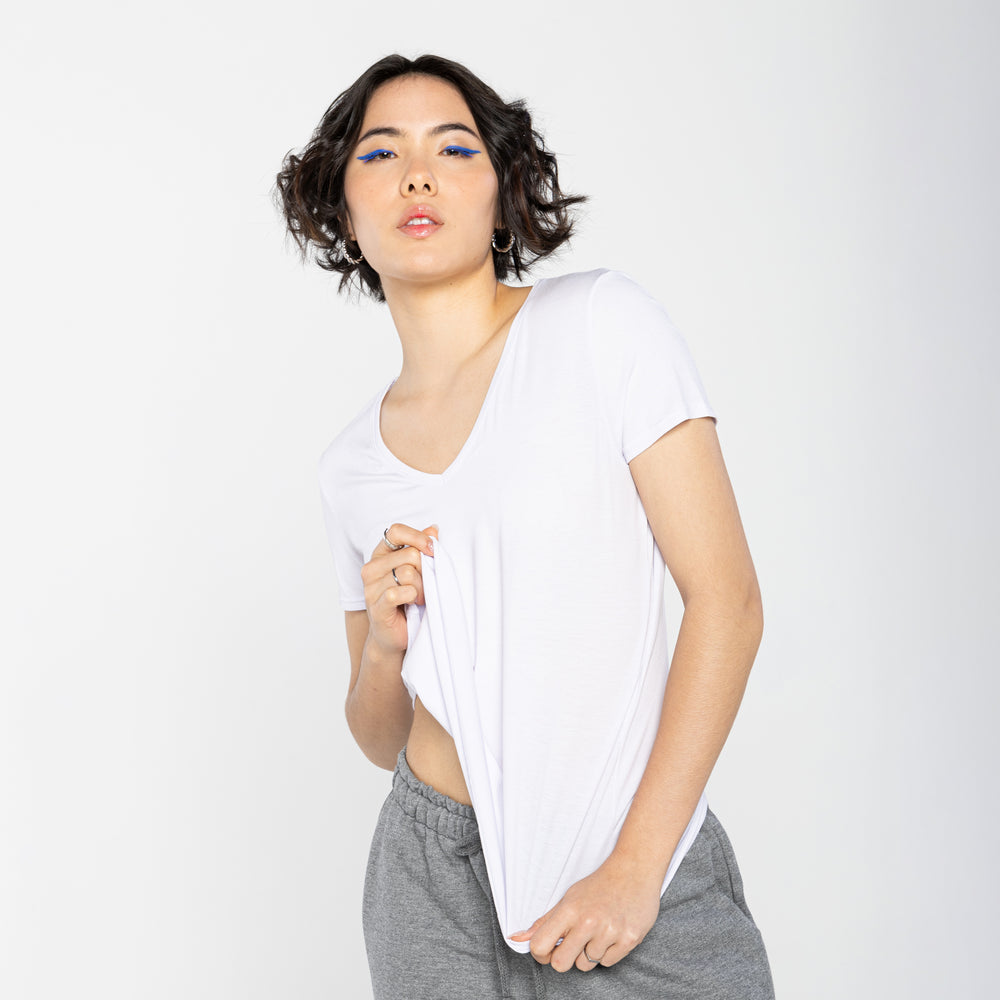 Tech T-Shirt Modal Gola V Feminina - Branco