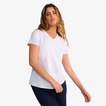 Tech T-Shirt Modal Gola V Feminina - Branco