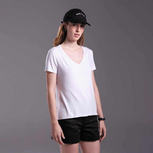 Tech T-Shirt Modal Gola V Feminina - Branco