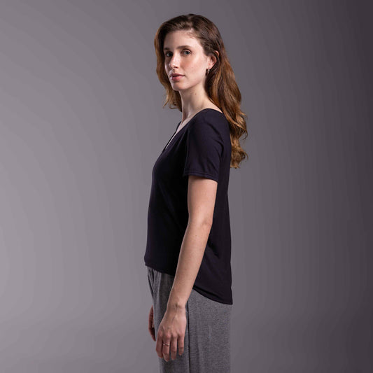 Tech T-Shirt Modal Gola V Feminina - Preto