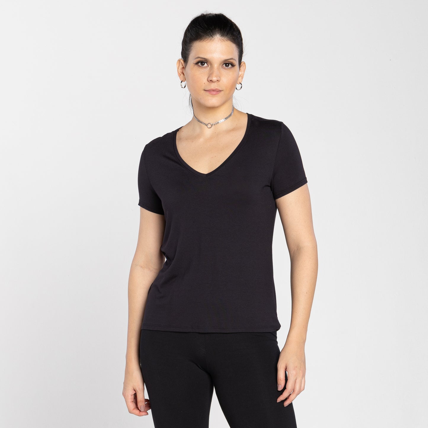 Tech T-Shirt Modal Gola V Feminina - Preto