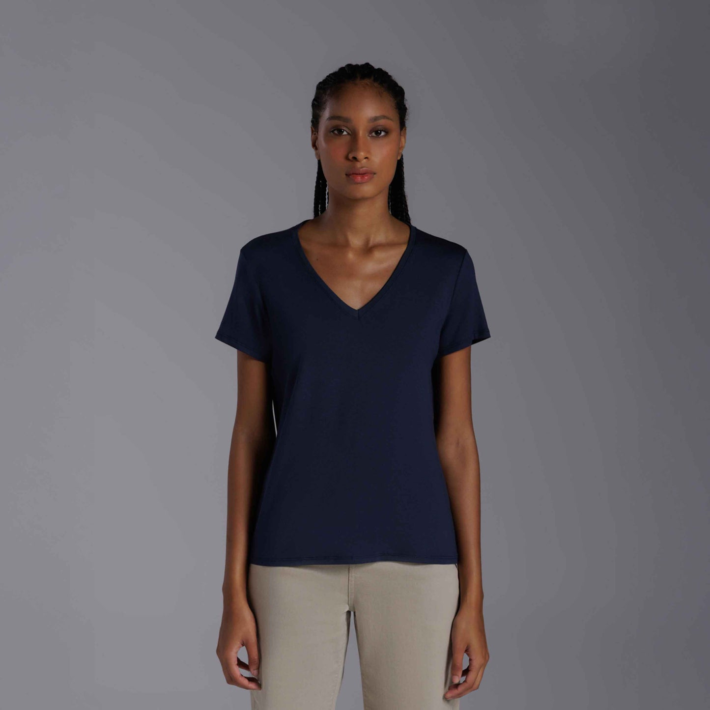 Tech T-Shirt Modal Gola V Feminina - Azul Marinho