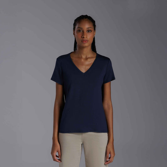 Tech T-Shirt Modal Gola V Feminina - Azul Marinho