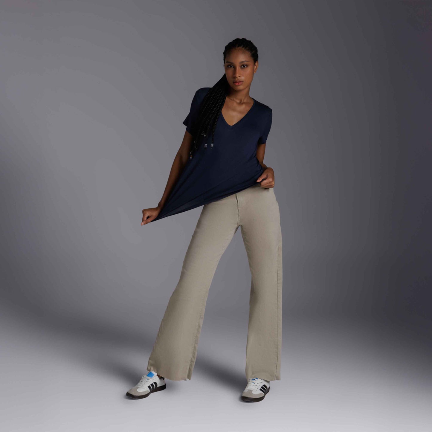 Tech T-Shirt Modal Gola V Feminina - Azul Marinho