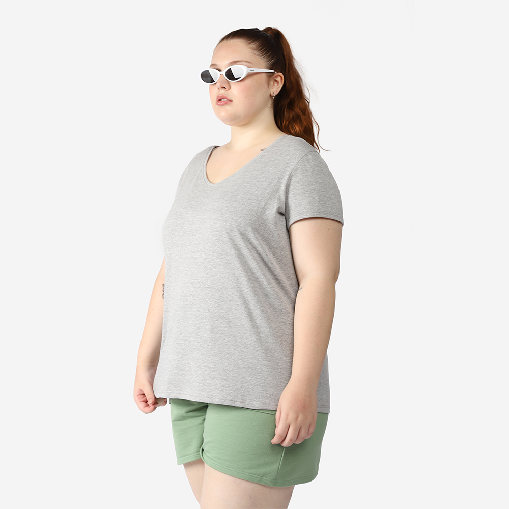 Tech T-Shirt Antiodor Gola V Plus Size Feminina - Mescla Claro