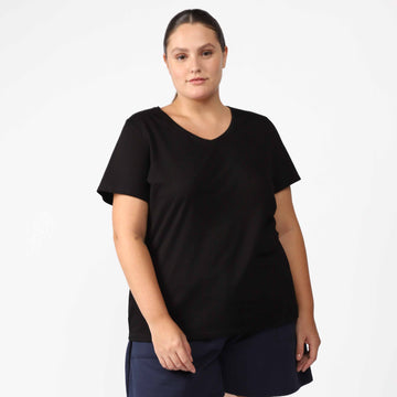 Tech T-Shirt Impermeável Gola V Plus Feminina - Preto