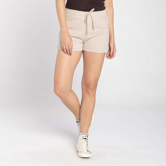 Shorts Moletom Tech Impermeável Feminino - Bege Aveia
