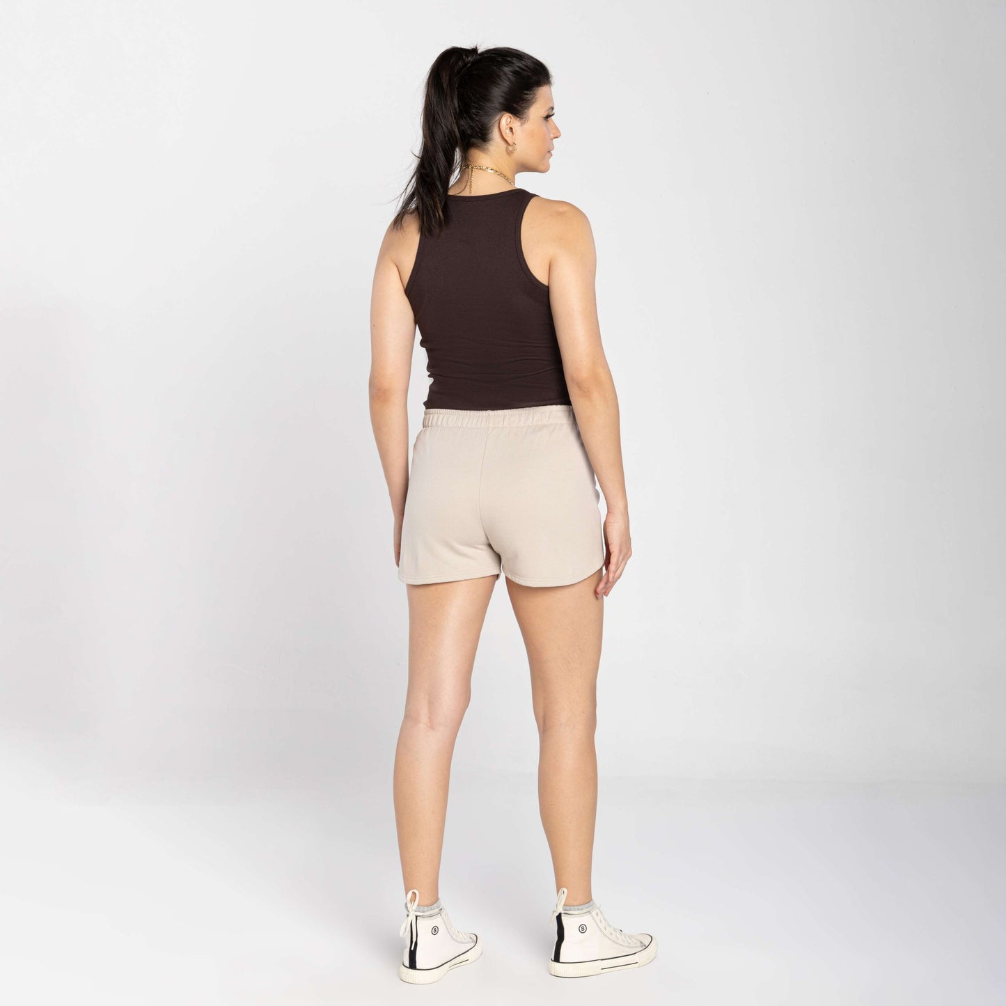 Shorts Moletom Tech Impermeável Feminino - Bege Aveia