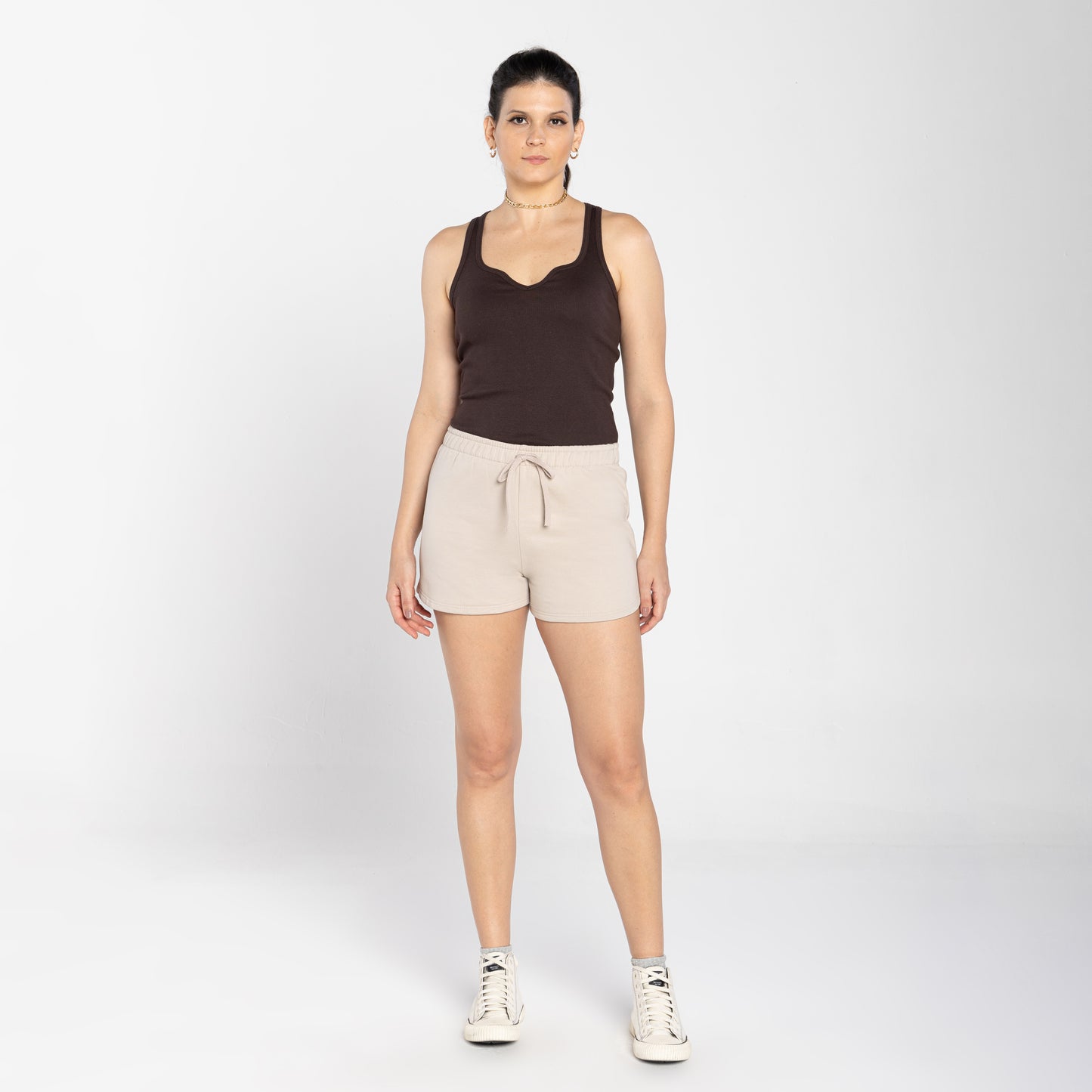Shorts Moletom Tech Impermeável Feminino - Bege Aveia