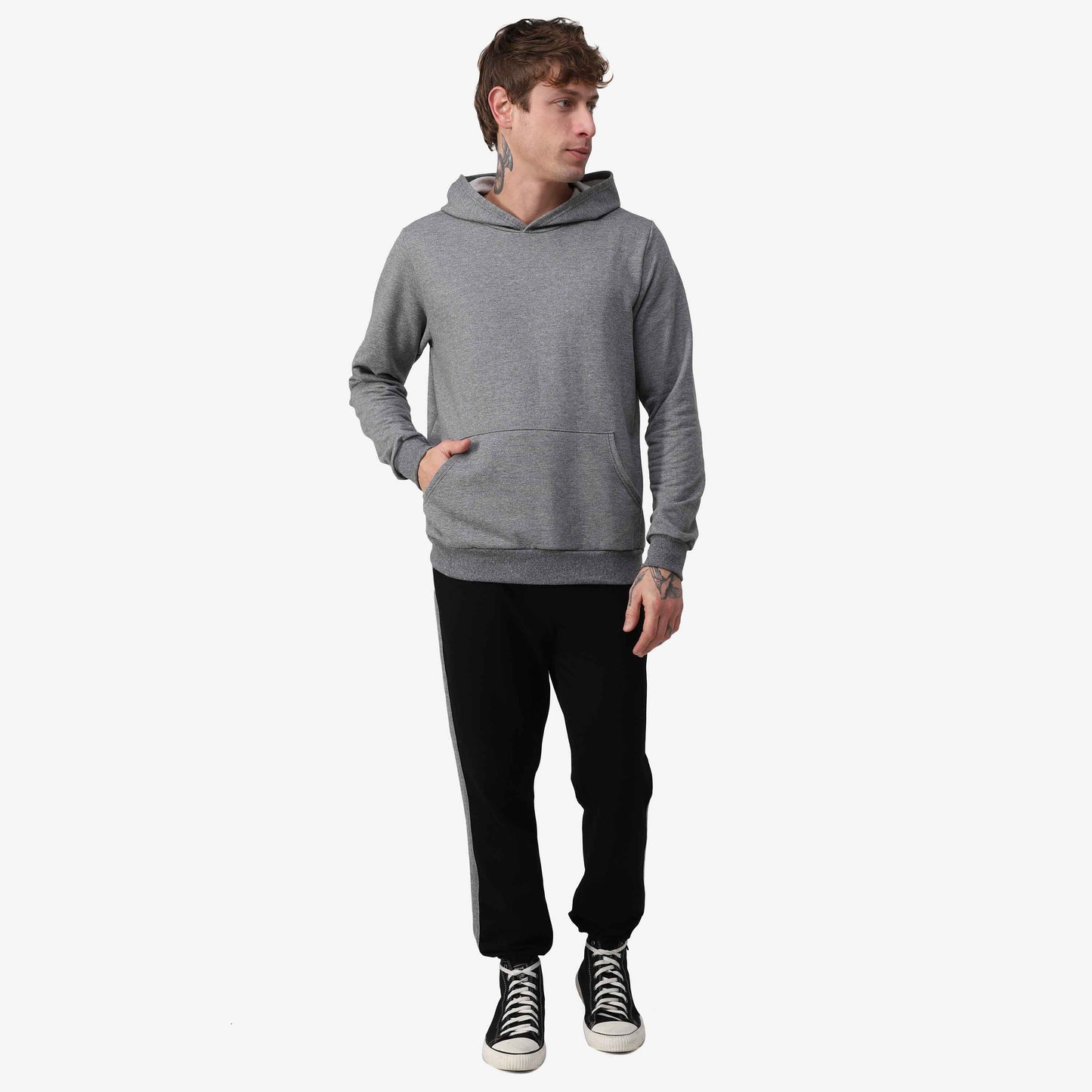 Blusão Tech NoLiquid Moletom Flanelado Capuz - Mescla Escuro