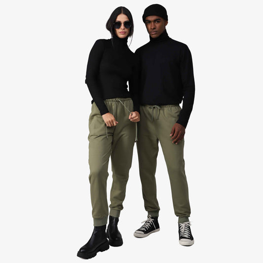 Calça Jogger Tech Impermeável Moletom Flanelado - Verde Militar