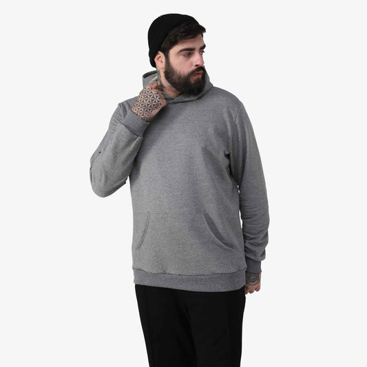 Blusão Tech Impermeável Moletom Flanelado Capuz Plus Masculino - Mescla Escuro