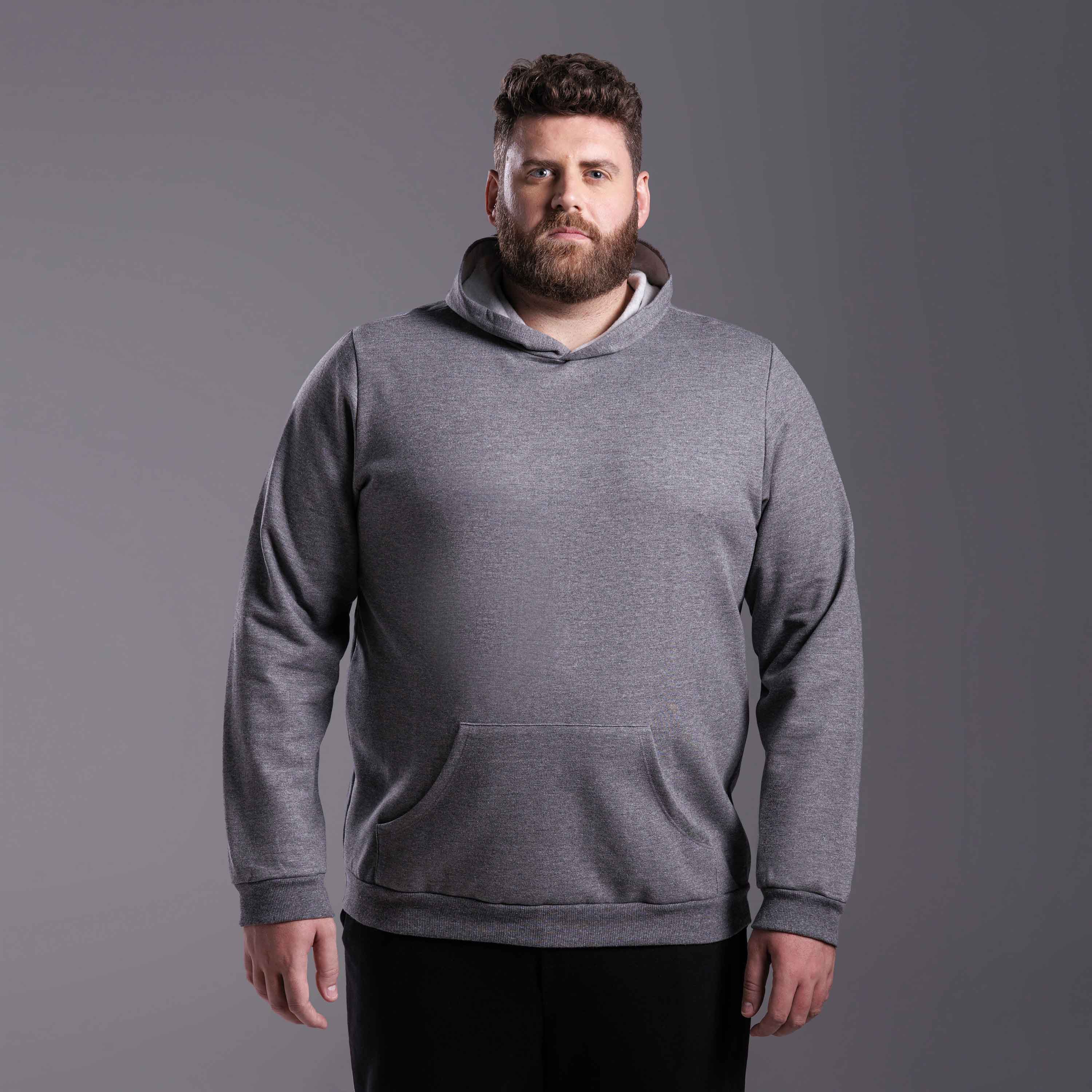 Blusão Tech NoLiquid Moletom Flanelado Capuz Plus Masculino - Mescla Escuro