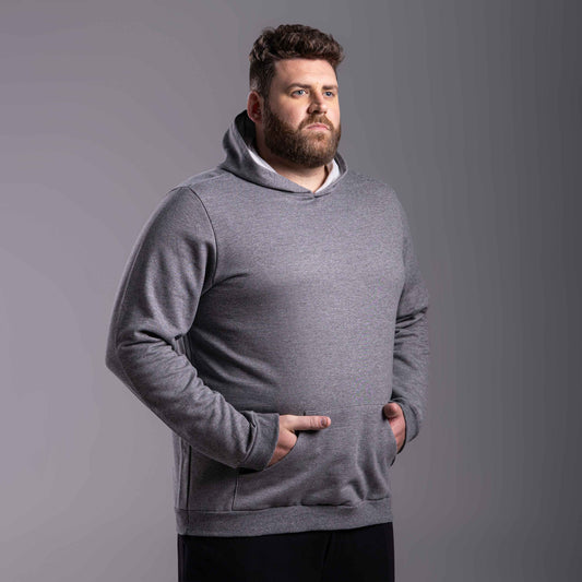 Blusão Tech NoLiquid Moletom Flanelado Capuz Plus Masculino - Mescla Escuro