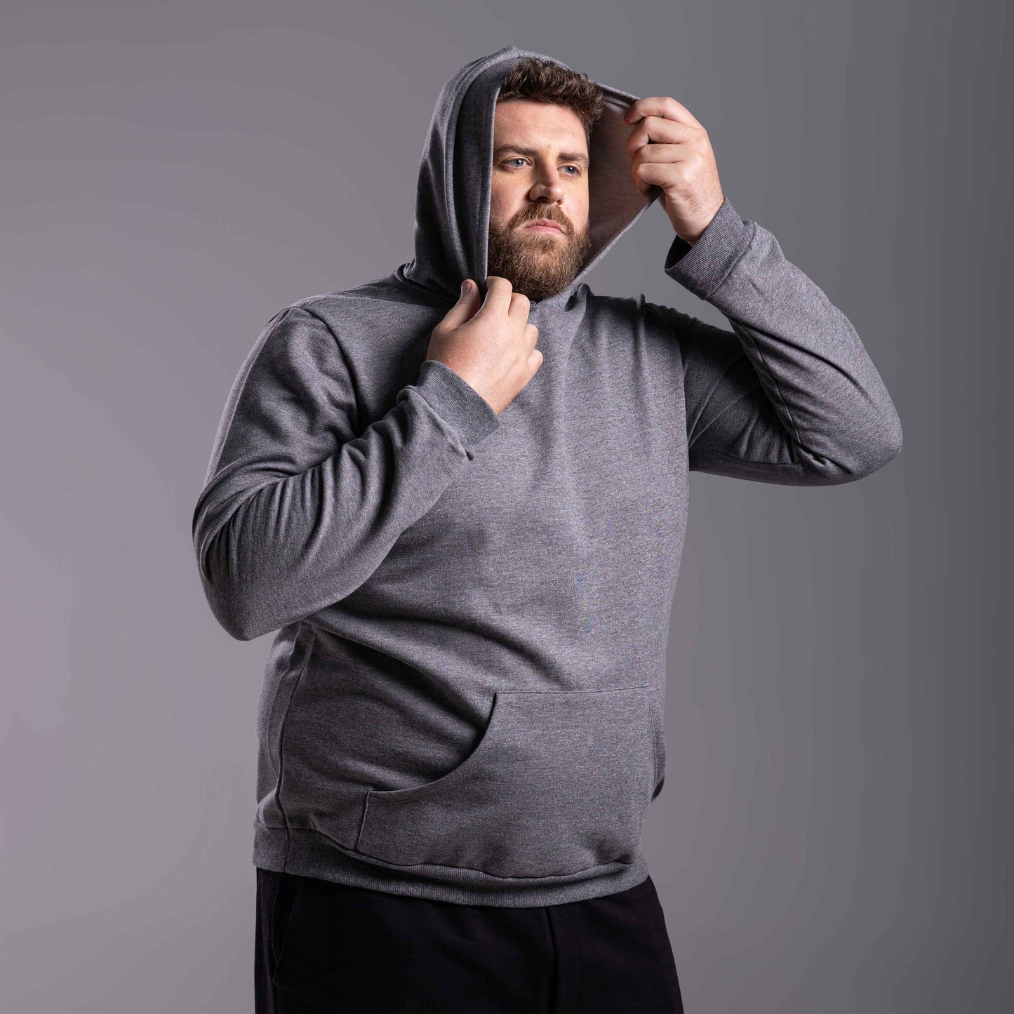 Blusão Tech NoLiquid Moletom Flanelado Capuz Plus Masculino - Mescla Escuro