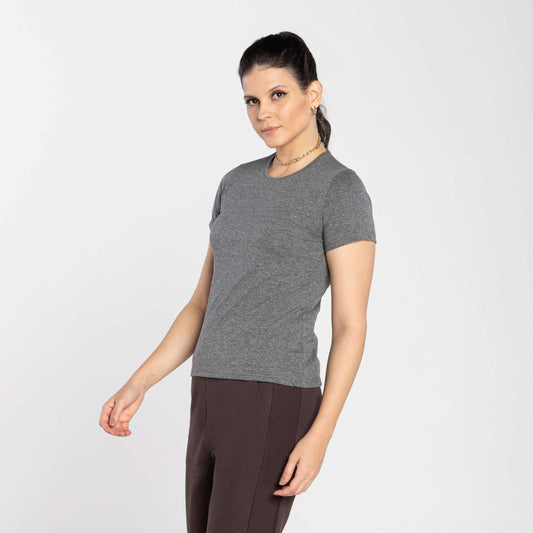 Tech T-Shirt Anti Odor Slim Feminina - Mescla Escuro