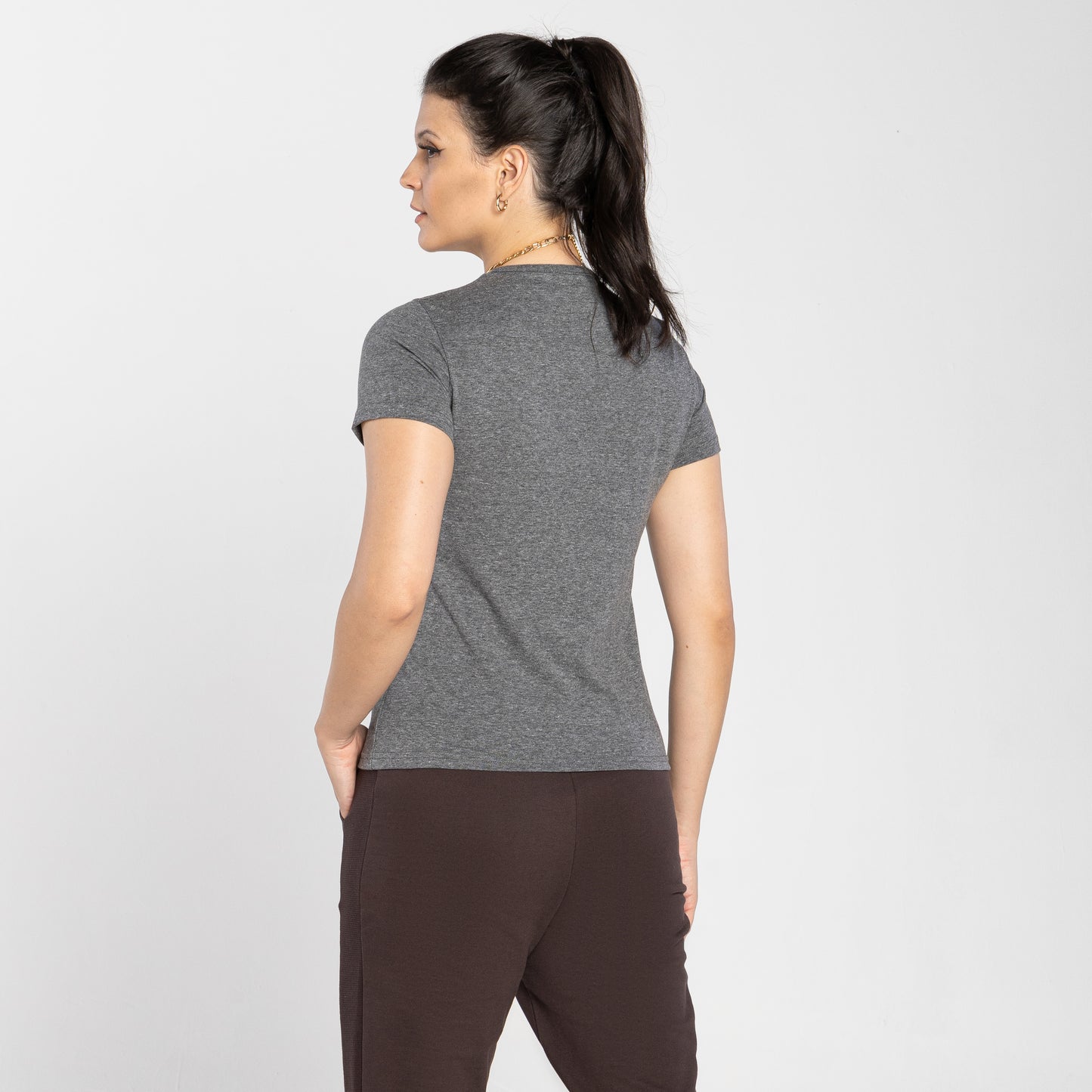 Tech T-Shirt Anti Odor Slim Feminina - Mescla Escuro