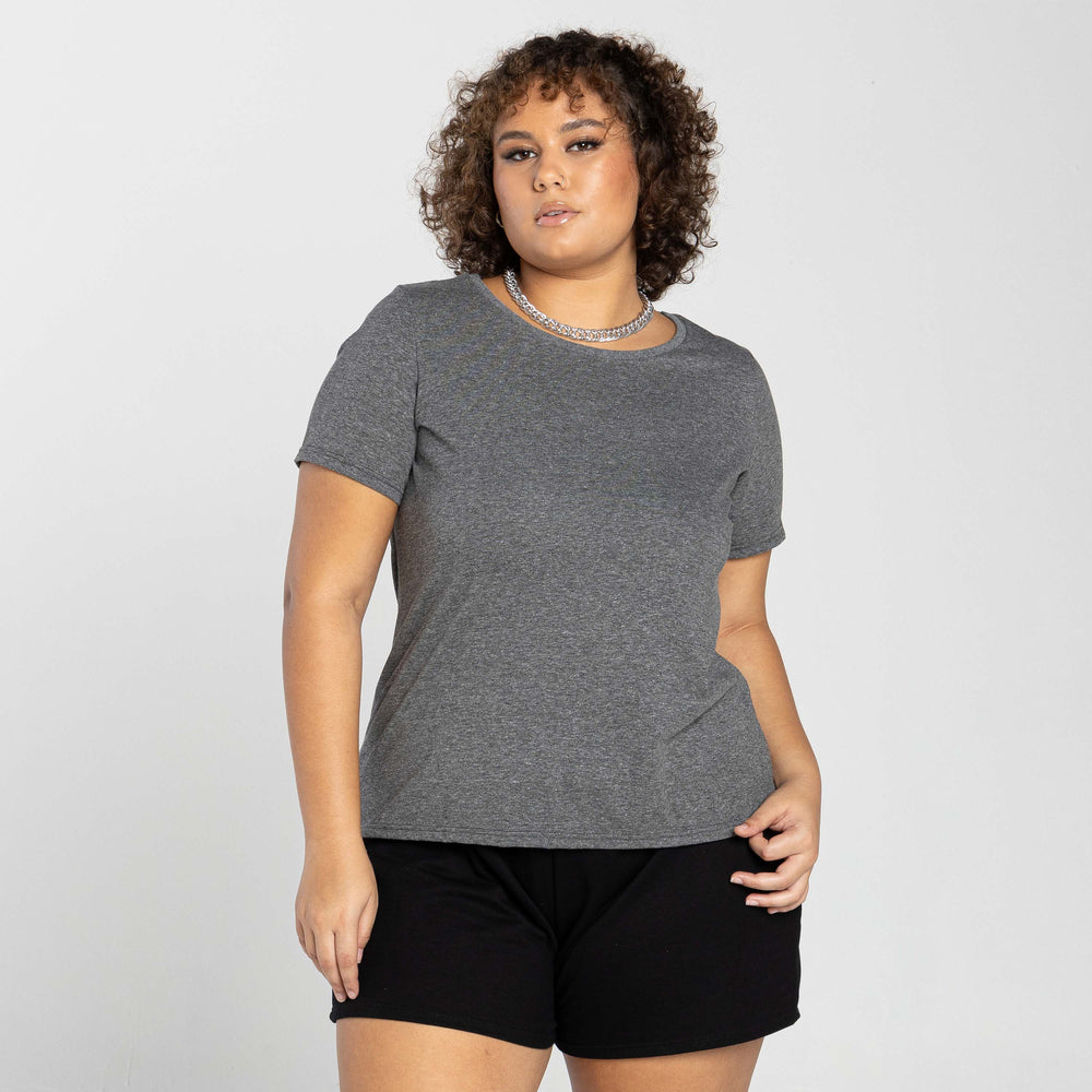 Tech T-Shirt Anti Odor Slim Plus Feminina - Mescla Escuro