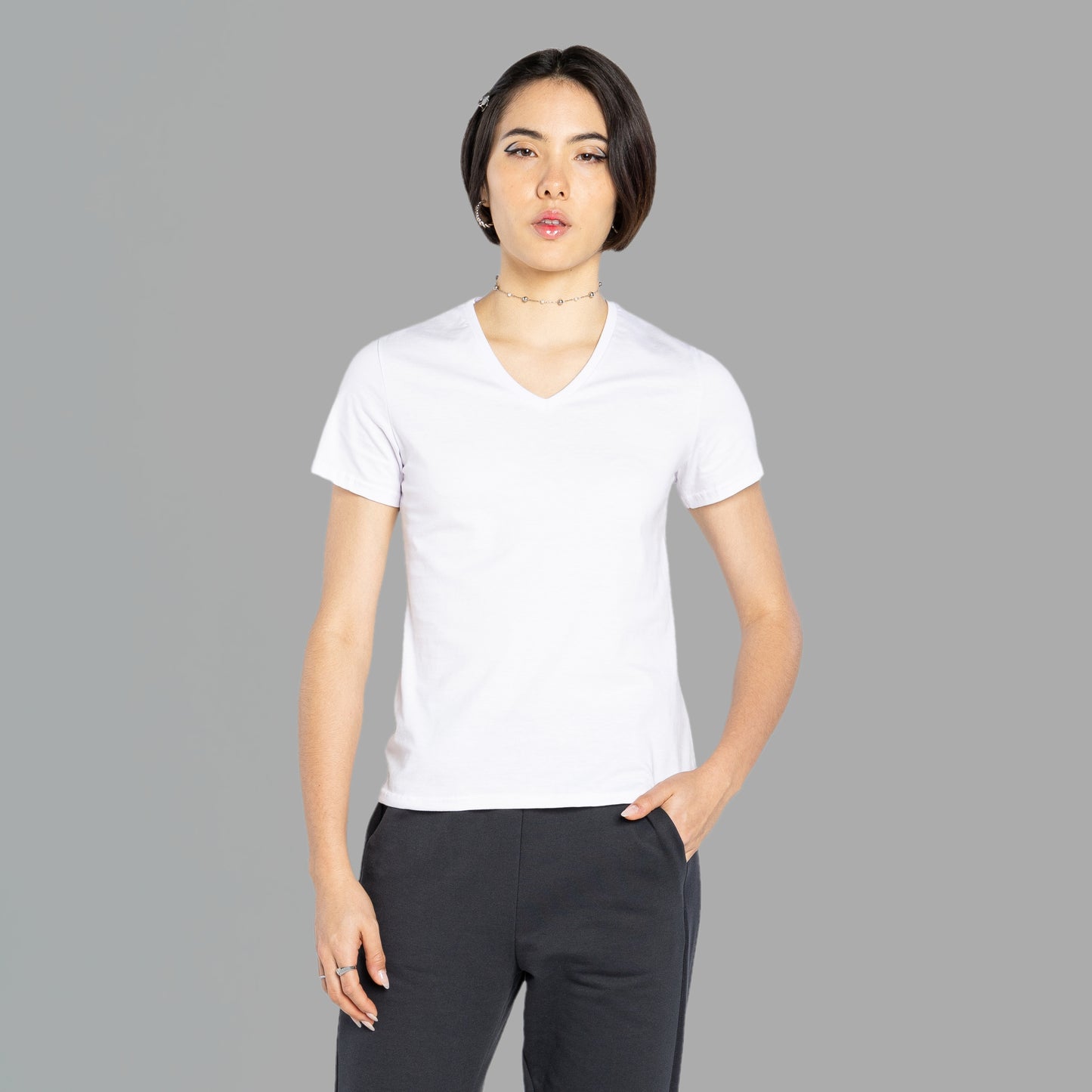 Tech T-Shirt Anti Odor Slim Gola V Feminina - Branco