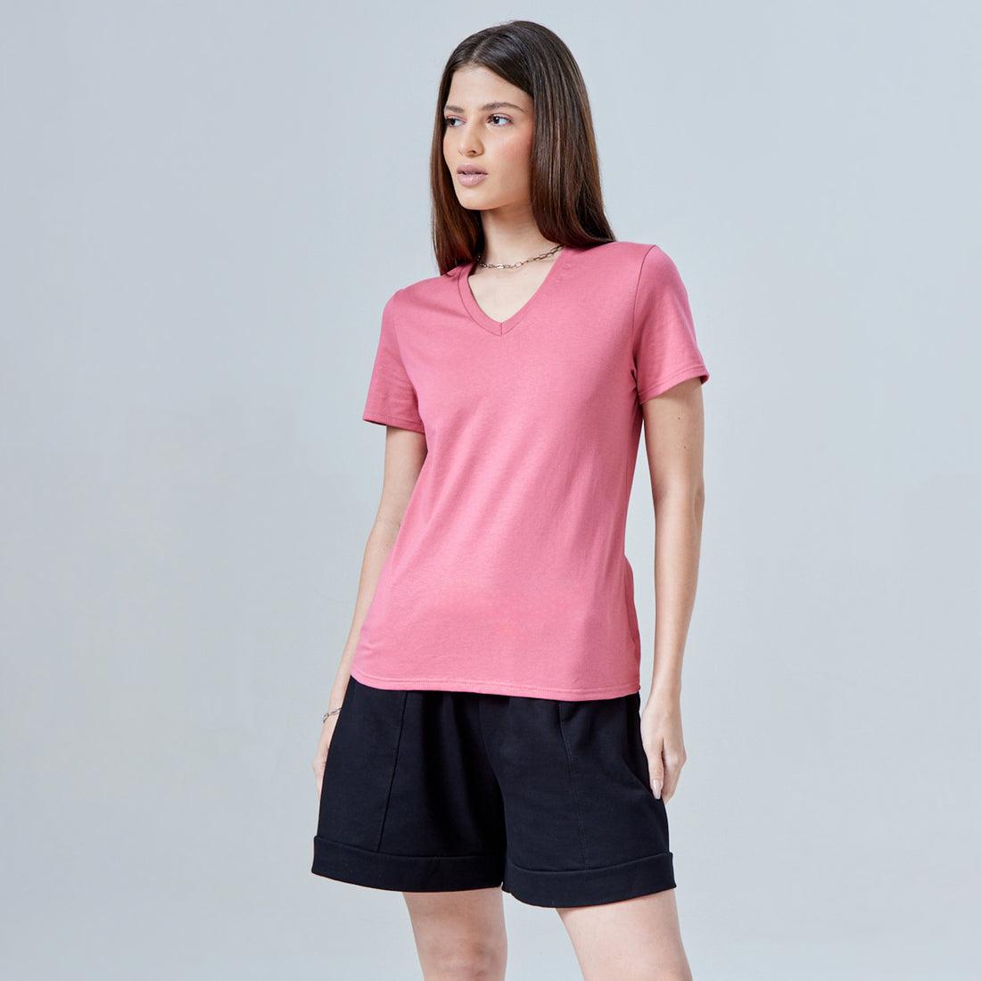 Tech T-Shirt Anti Odor Slim Gola V Feminina - Rosa Blush