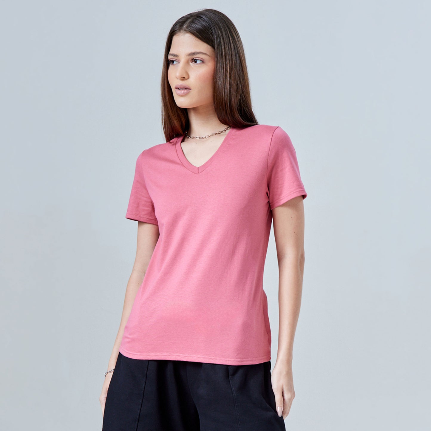 Tech T-Shirt Anti Odor Slim Gola V Feminina - Rosa Blush