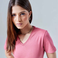 Tech T-Shirt Anti Odor Slim Gola V Feminina - Rosa Blush