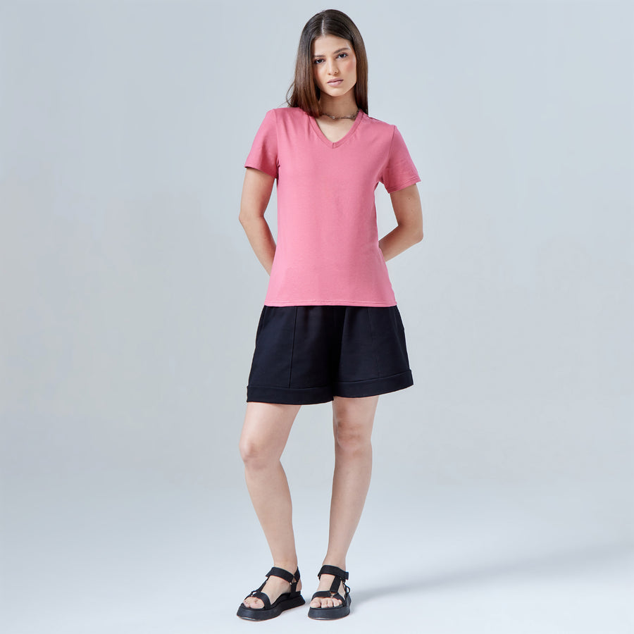 Tech T-Shirt Anti Odor Slim Gola V Feminina - Rosa Blush