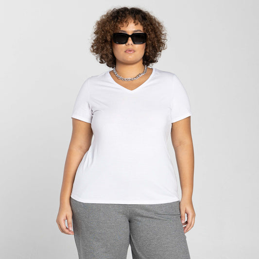 Tech T-Shirt Anti Odor Slim Gola V Plus Feminina - Branco