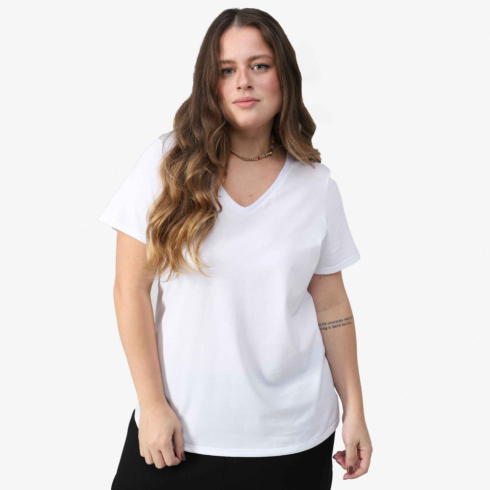 Tech T-Shirt Anti Odor Slim Gola V Plus Feminina - Branco