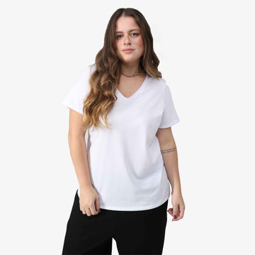 Tech T-Shirt Anti Odor Slim Gola V Plus Feminina - Branco