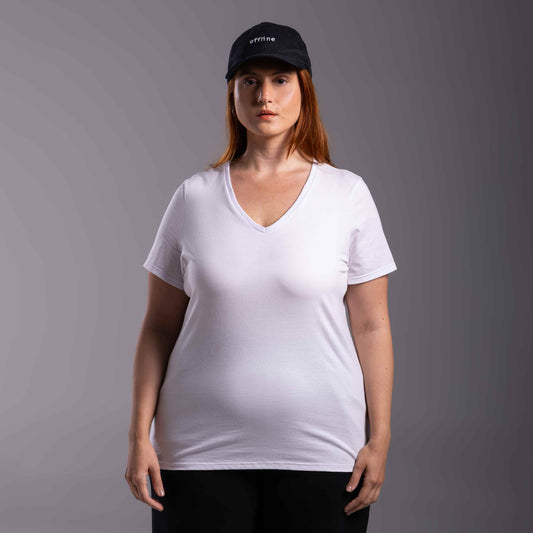 Tech T-Shirt Anti Odor Slim Gola V Plus Feminina - Branco