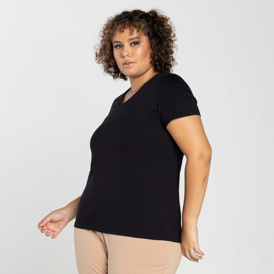Tech T-Shirt Anti Odor Slim Gola V Plus Feminina - Preto