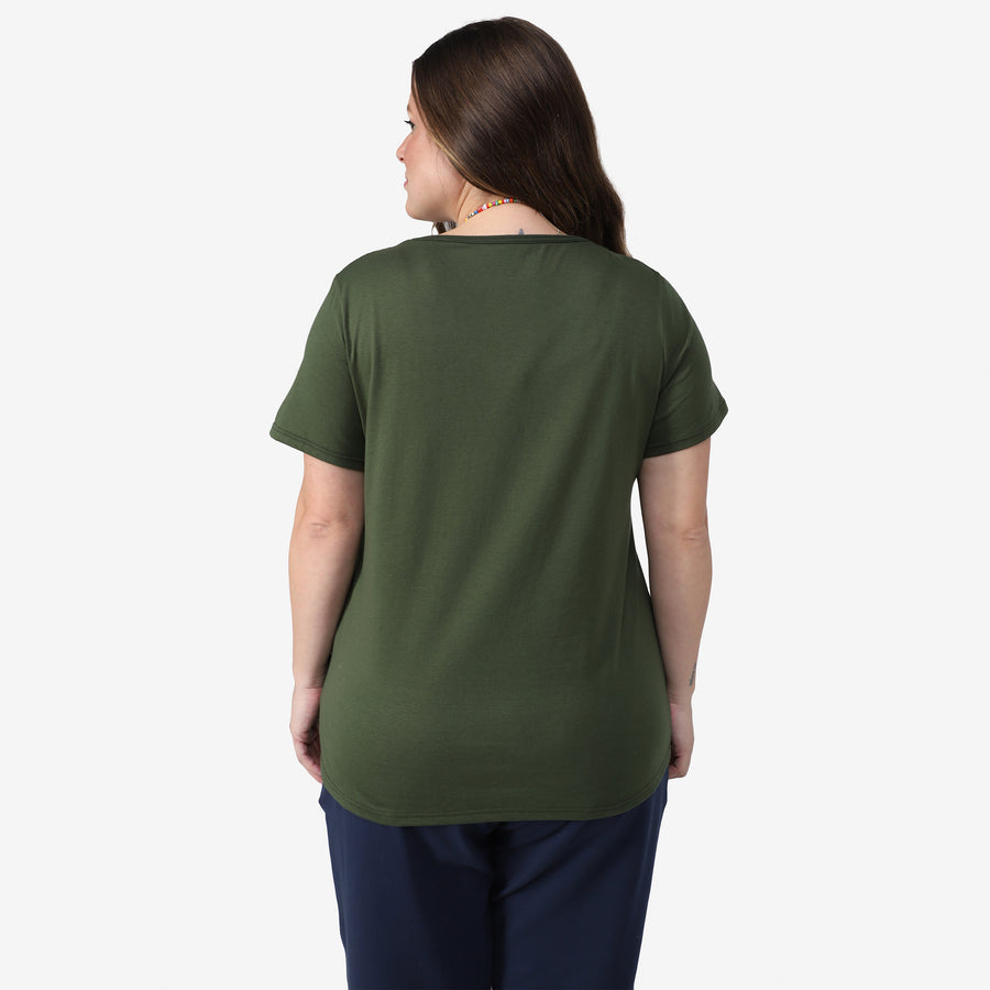 Tech T-Shirt Anti Odor Slim Gola V Plus Feminina - Verde Selva