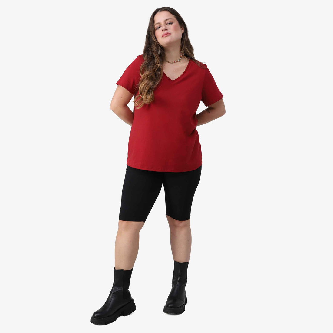 Tech T-Shirt Anti Odor Slim Gola V Plus Feminina - Vermelho Escarlate