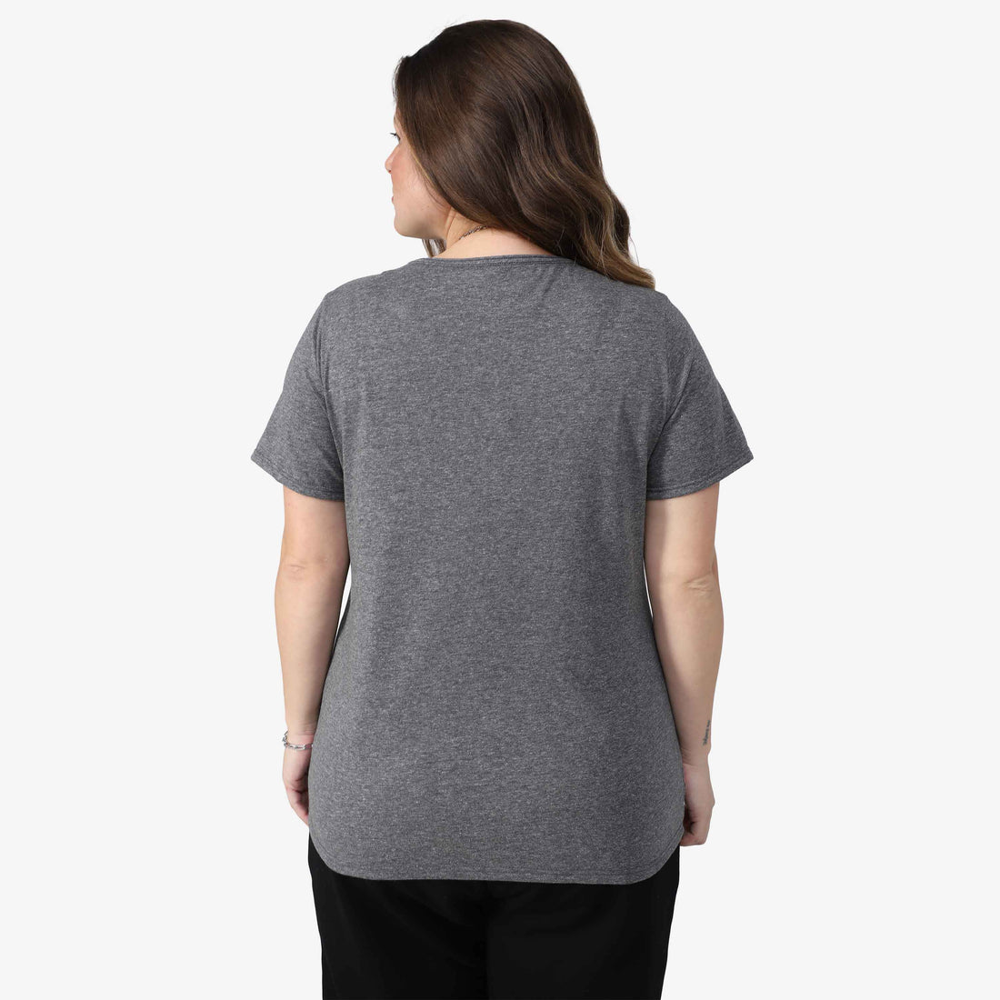 Tech T-Shirt Anti Odor Slim Gola V Plus Feminina - Mescla Escuro