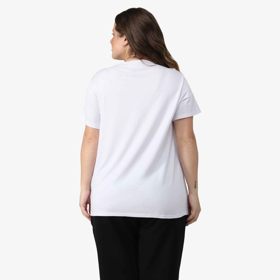 Tech T-Shirt Modal Gola U Plus Feminina - Branco