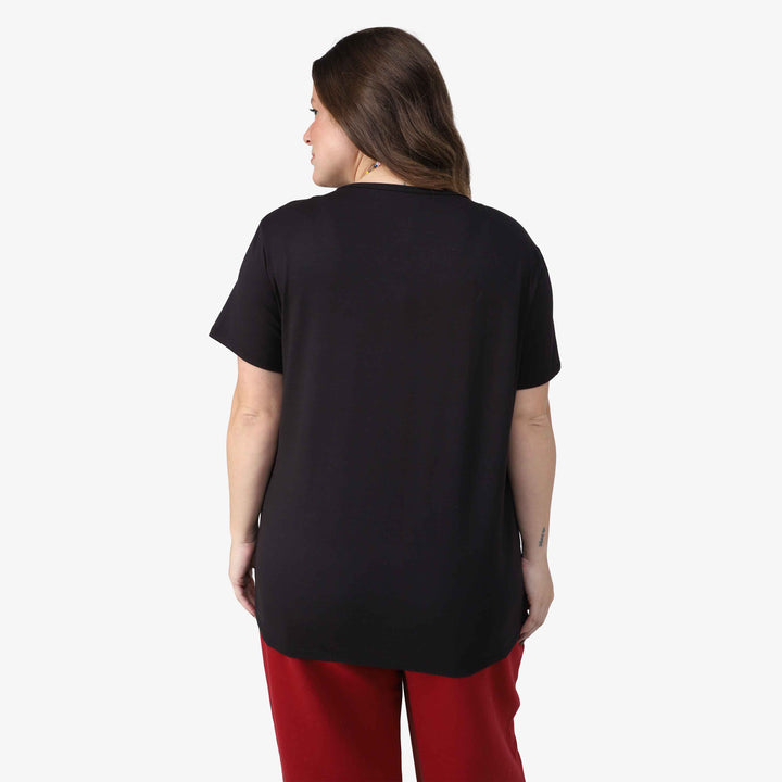 Tech T-Shirt Modal Gola U Plus Feminina - Preto