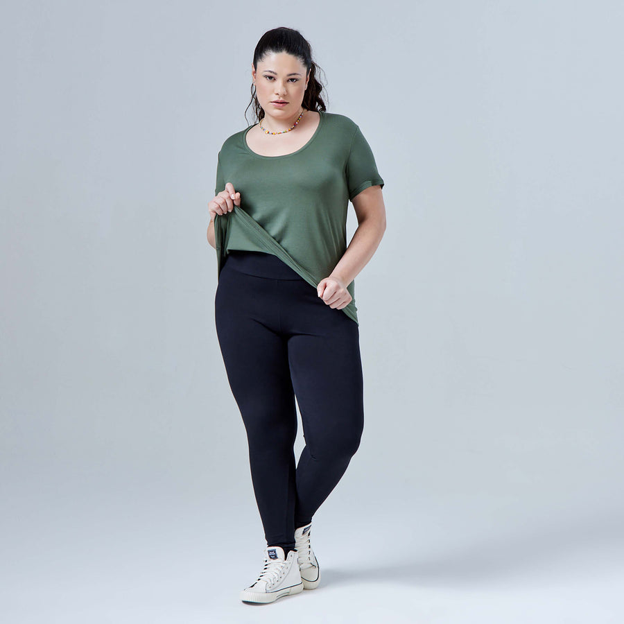 Tech T-Shirt Modal Gola U Plus Feminina - Verde Figo