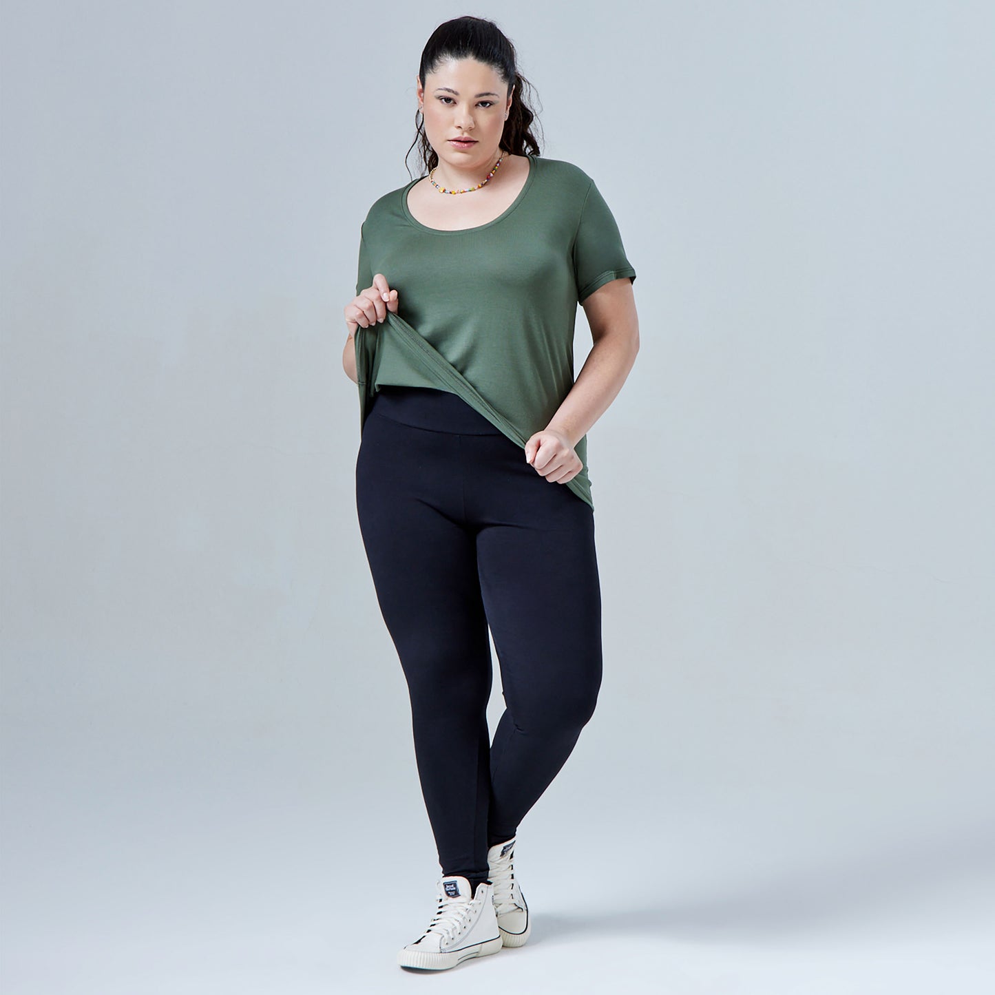 Tech T-Shirt Modal Gola U Plus Feminina - Verde Figo