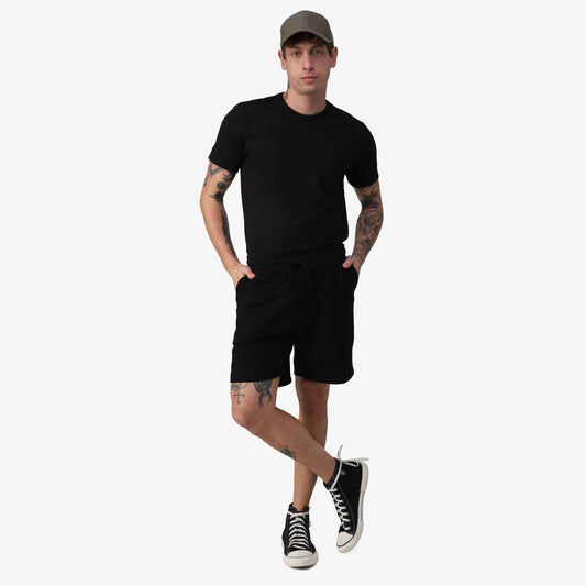 Bermuda Moletom Tech Impermeável Listra Masculina - Preto